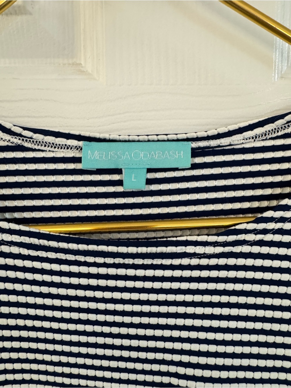 Melissa Odabash Agata Navy Stripe Long Sleeve Mini Dress L - Picture 4 of 15